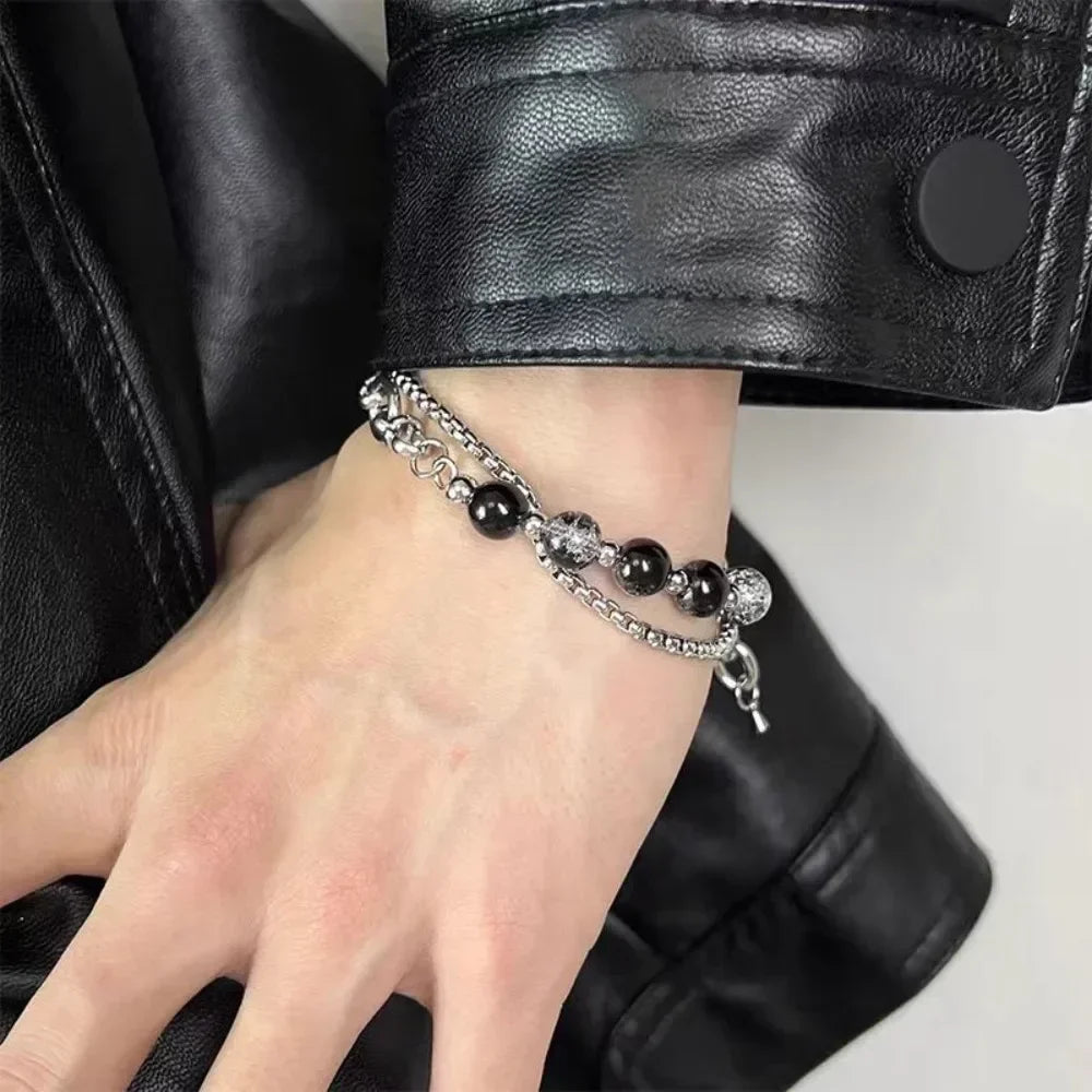 2024 Retro Black Cracking Beads Bracelet for Men Women Jewelry Precision