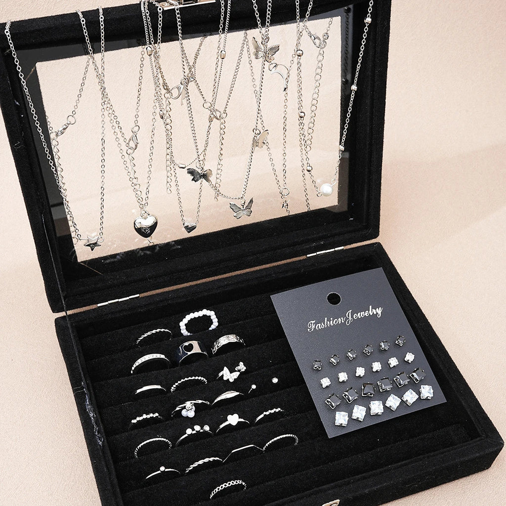 51 Pcs/Set Silver Color Chic Jewelry Set For Women Fashion Butterfly Jewelry Precision