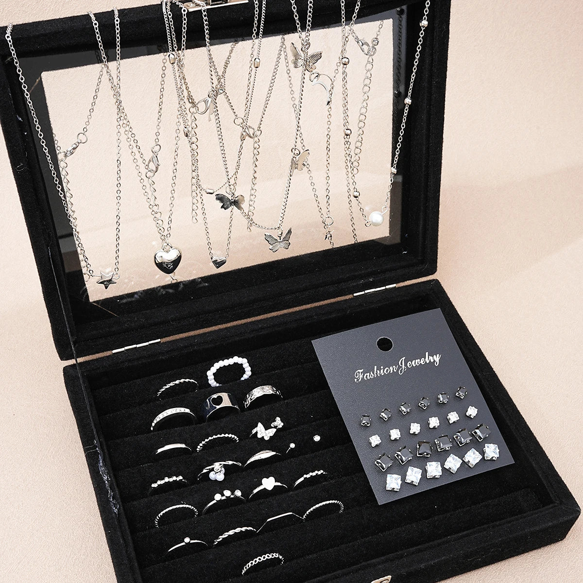 51 Pcs/Set Silver Color Chic Jewelry Set For Women Fashion Butterfly Jewelry Precision