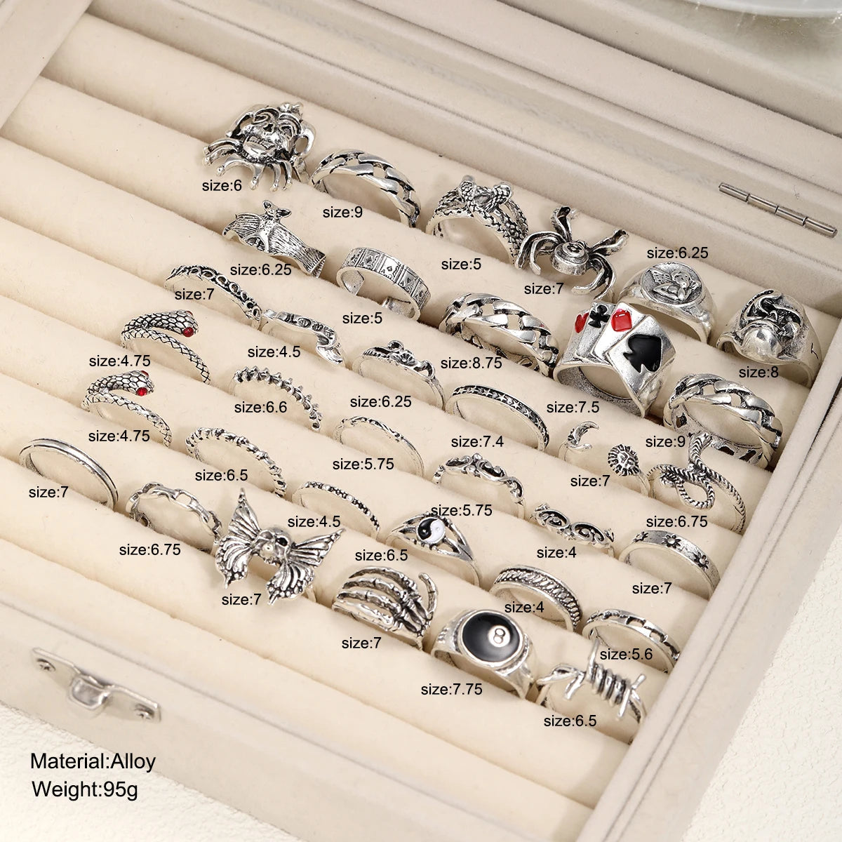 35 Pcs Gothic Ring Set for Men Women Jewelry Precision