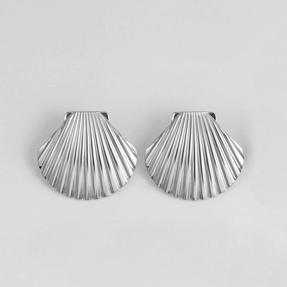 Gold Plated Texture Snail Conch Shell Earrings for Women Jewelry Precision