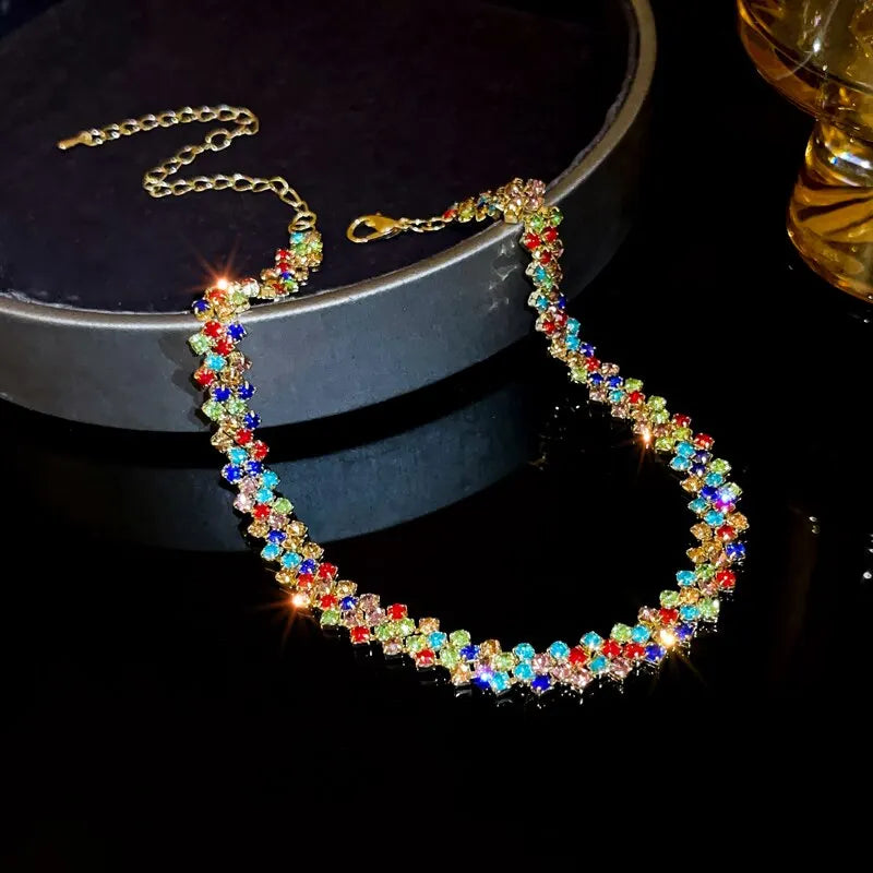 Luxury Shiny Full Rhinestone Choker Necklace for Women Personalized Geometric Crystal Necklaces Wedding Jewelry Party Gifts Jewelry Precision