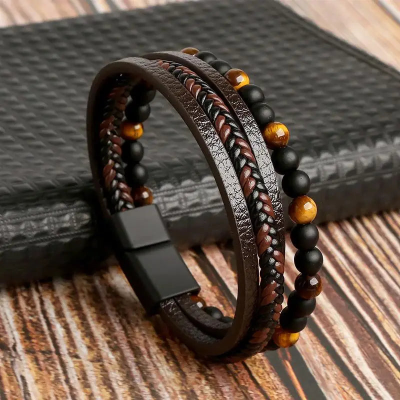 Classic Men's Leather Bracelet New Style Hand-woven Multi-layer Combination Accessory Fashion Man Jewelry Wholesale Dropshipping Jewelry Precision