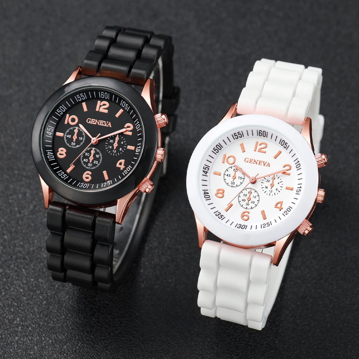 4PCS Couple Watches Fashion Arabic Women Quartz Watch Casual Silicone Band Wristwatches Magnet Heart-Shaped Bracelets Set Jewelry Precision