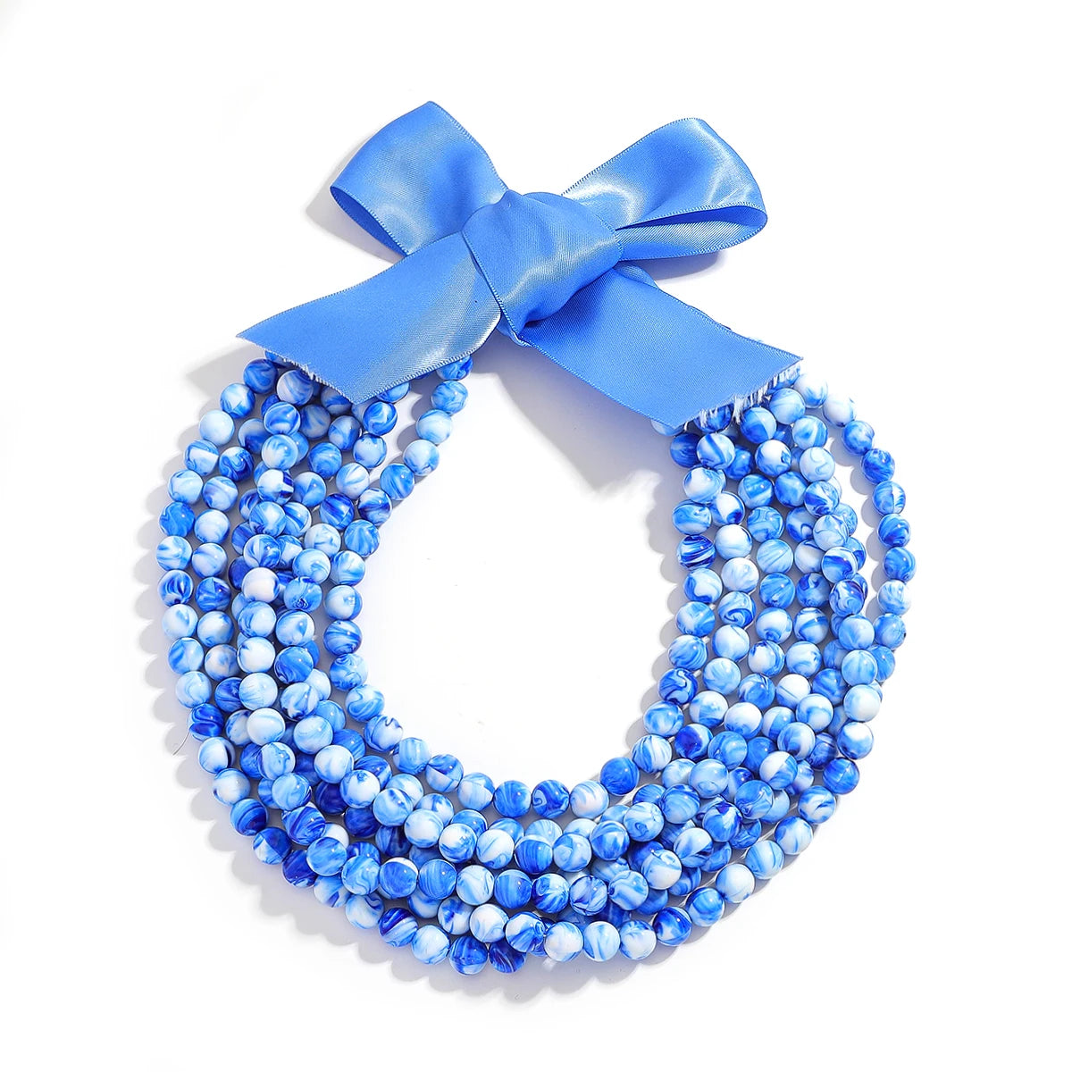 Bohemia Fashion Multilayer Blue Beaded Necklace For Women Jewelry Precision