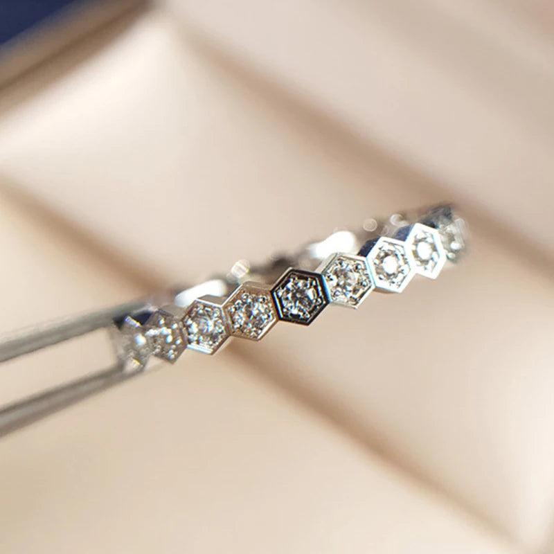 925 Sterling Silver Zircon Geometric Shape Rings For Women Jewelry Precision