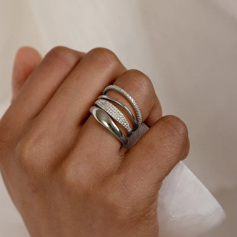 Huitan Trendy 4Pcs Set of Rings for Women Gold Color/Silver Color Jewelry Precision