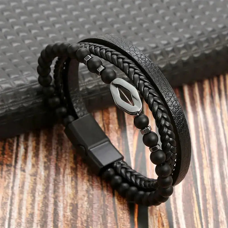 Classic Men's Leather Bracelet New Style Hand-woven Multi-layer Combination Accessory Fashion Man Jewelry Wholesale Dropshipping Jewelry Precision