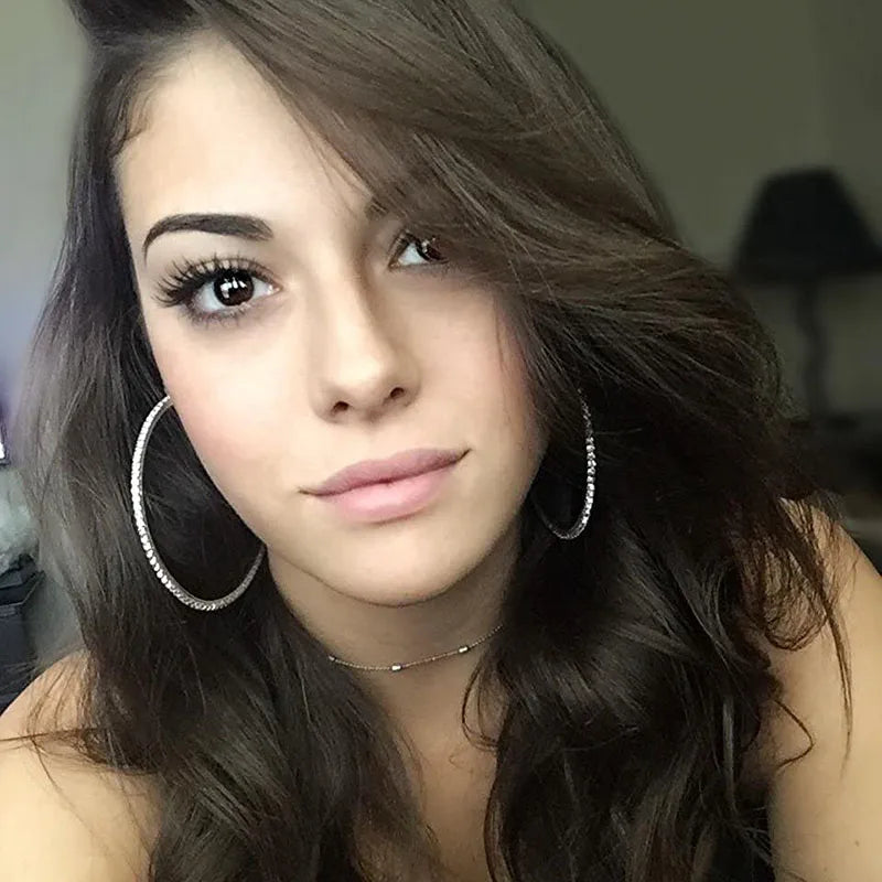 30-80mm Big Hoop Earrings For Women Girls Circle Crystal Jewelry Precision