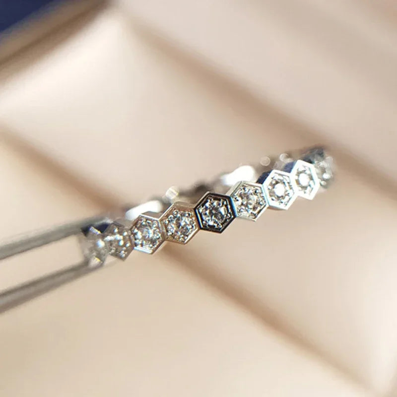 925 Sterling Silver Vintage Geometric Shape Zircon Rings For Women Gift Match Daily Party High Quality Fine Jewelry Accessories Jewelry Precision