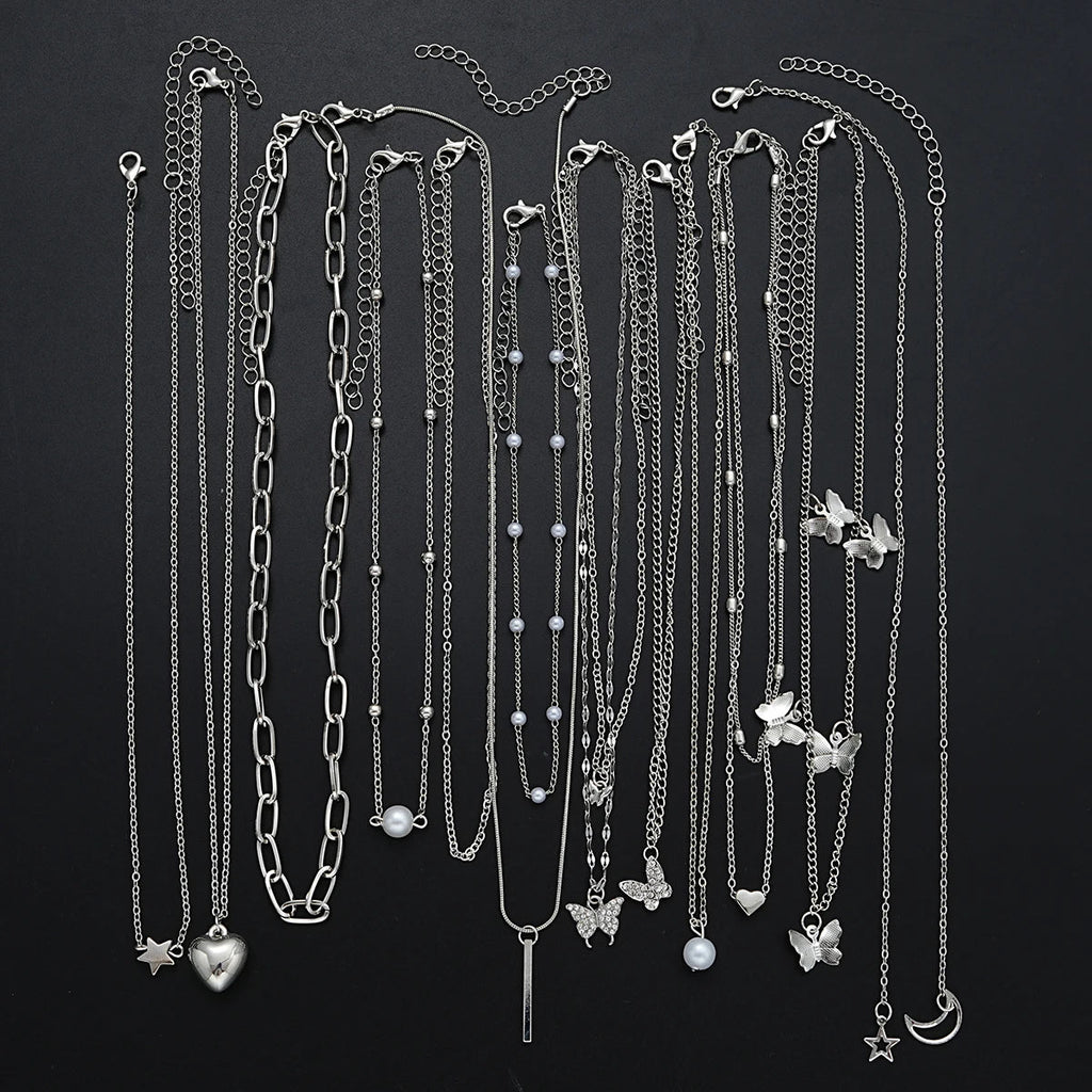 13Pcs/Set Simple Temperament Necklace Set Butterfly Jewelry Precision