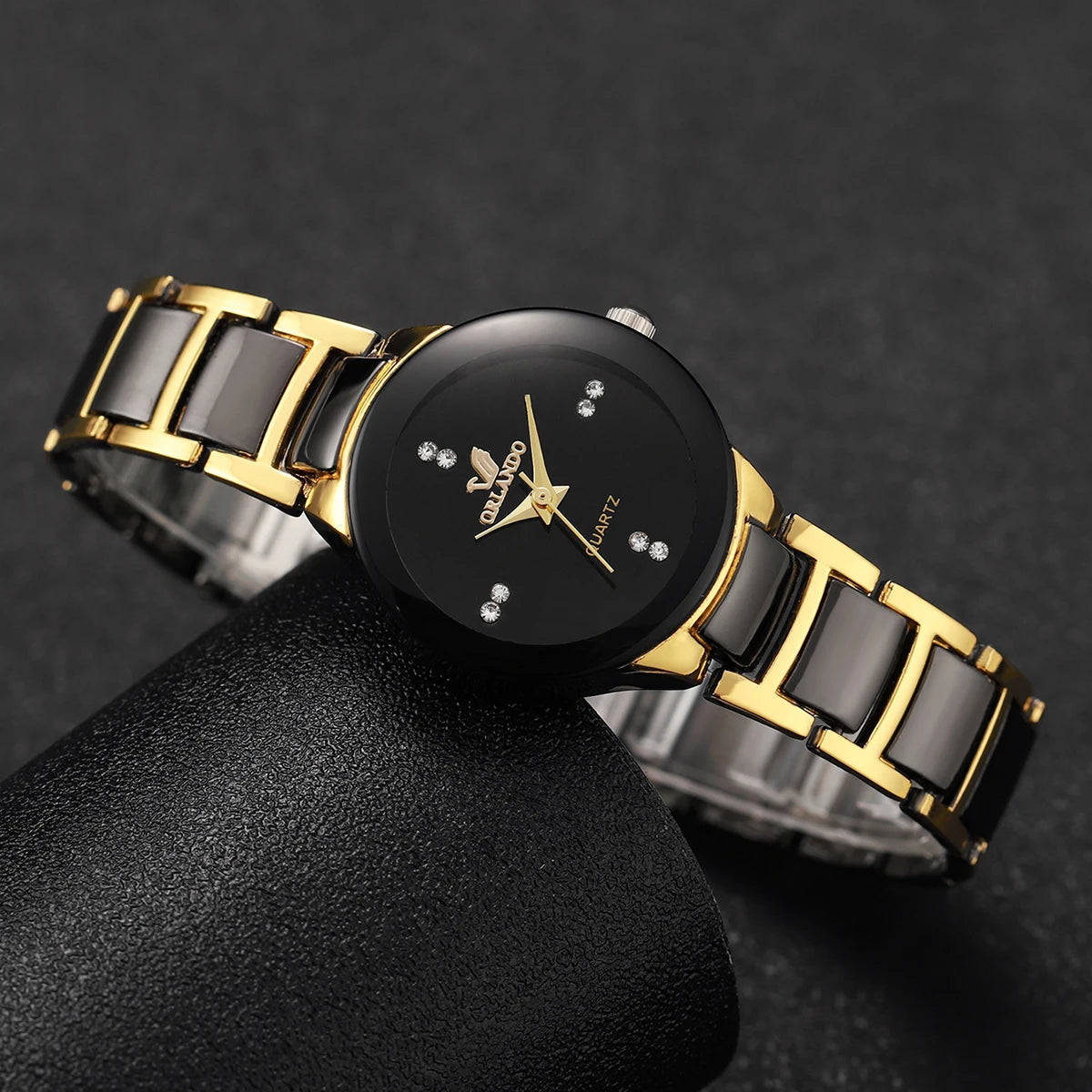 Women's Watch Fashion Black Steel Band Ladies Dress Quartz Watches Clock Jewelry Precision