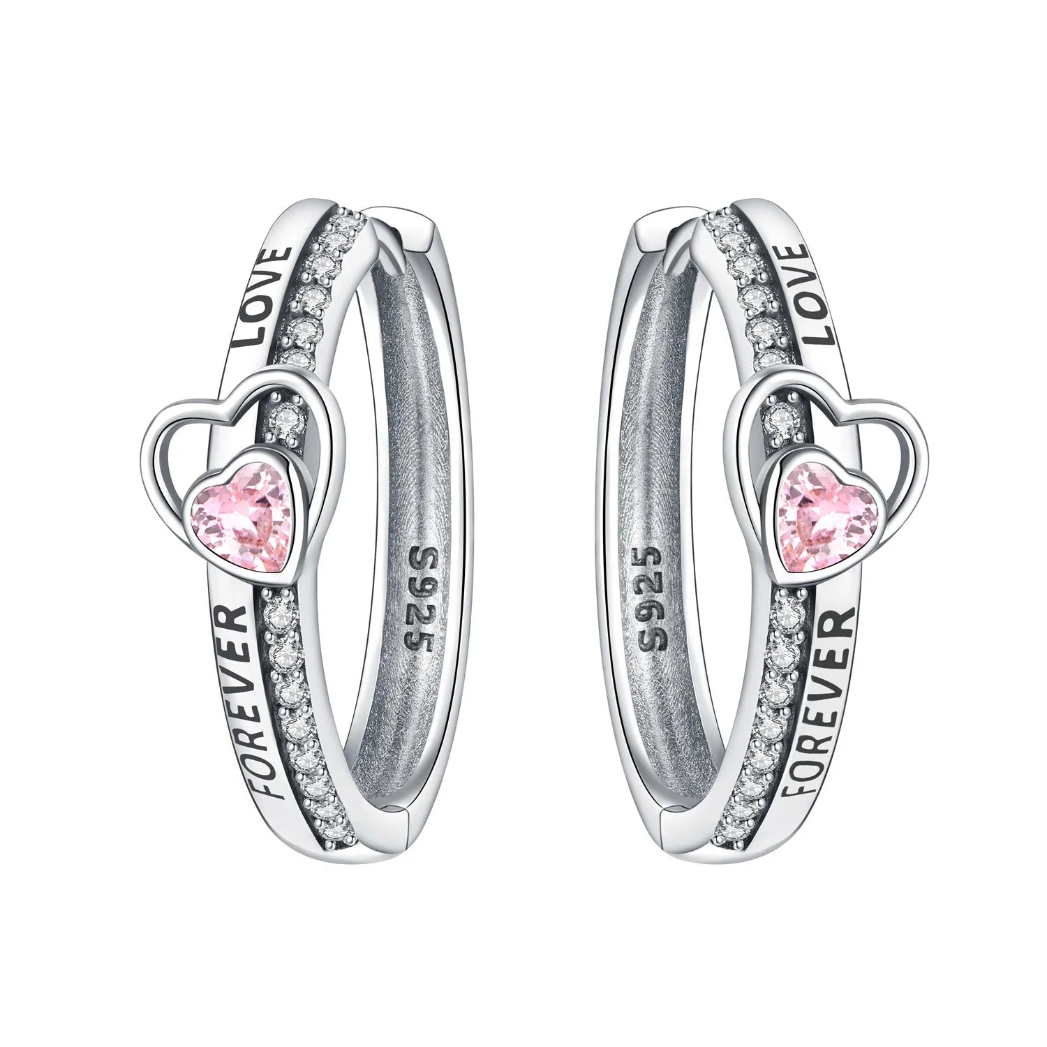 925 Sterling Silver Simple Love Heart Series Jewelry Zircon Circle Hoop Earrings Women Fine Earring S925Jewelry Gift Accessories Jewelry Precision