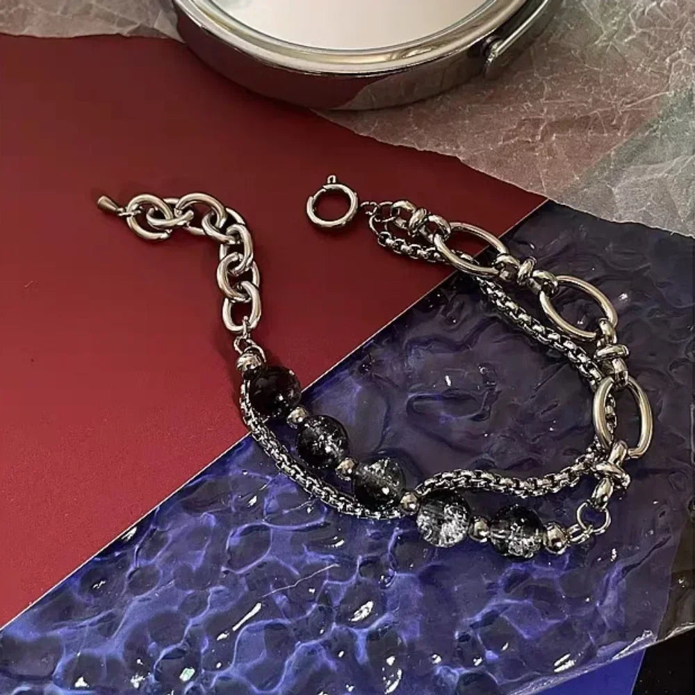 2024 Retro Black Cracking Beads Bracelet for Men Women Jewelry Precision