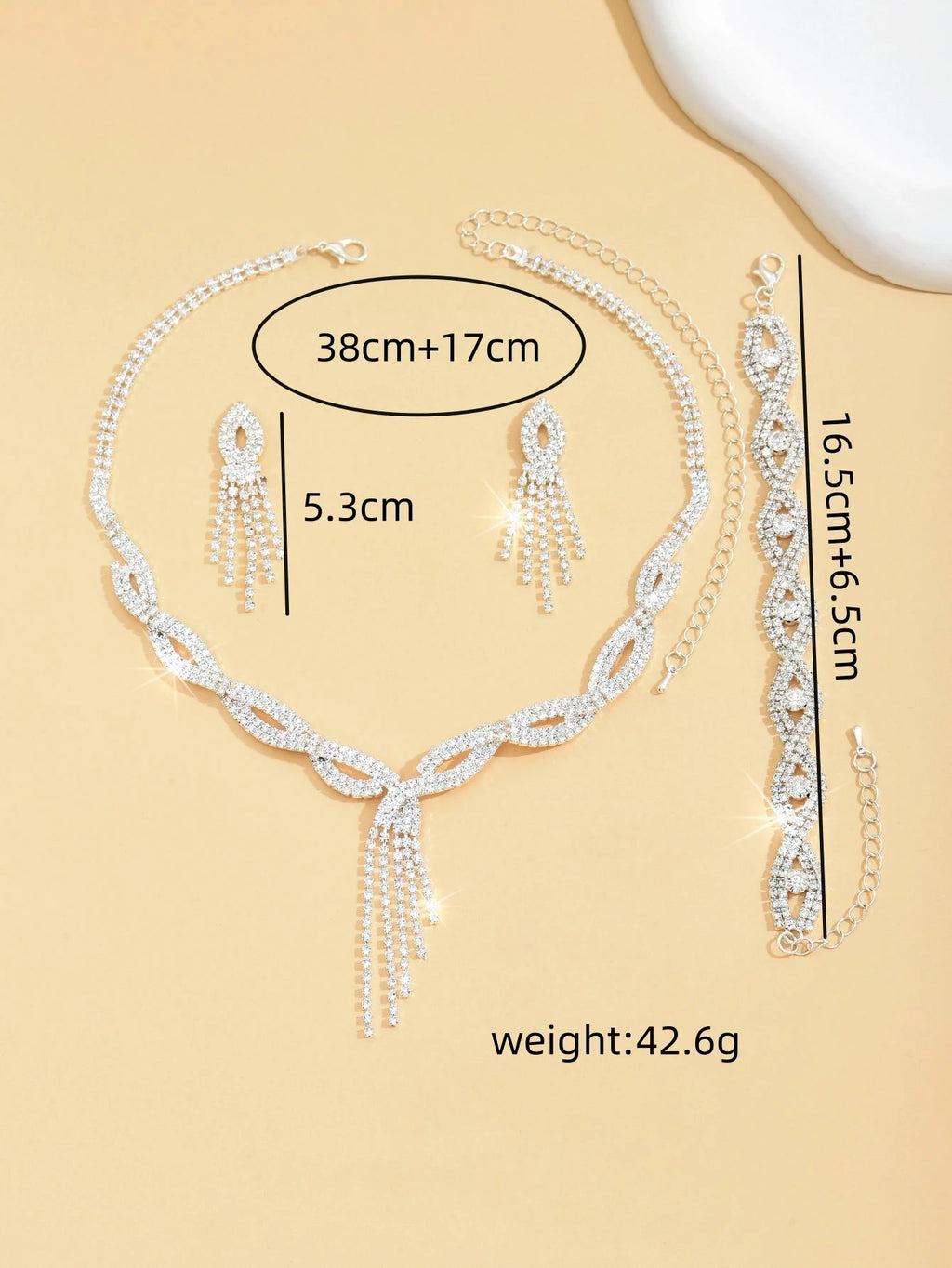 4PC Women's Fashion Copper Claw Chain Hollow Tassel Necklace Earrings Bracelet Jewelry Set Wedding Banquet Party Festival Gift Jewelry Precision