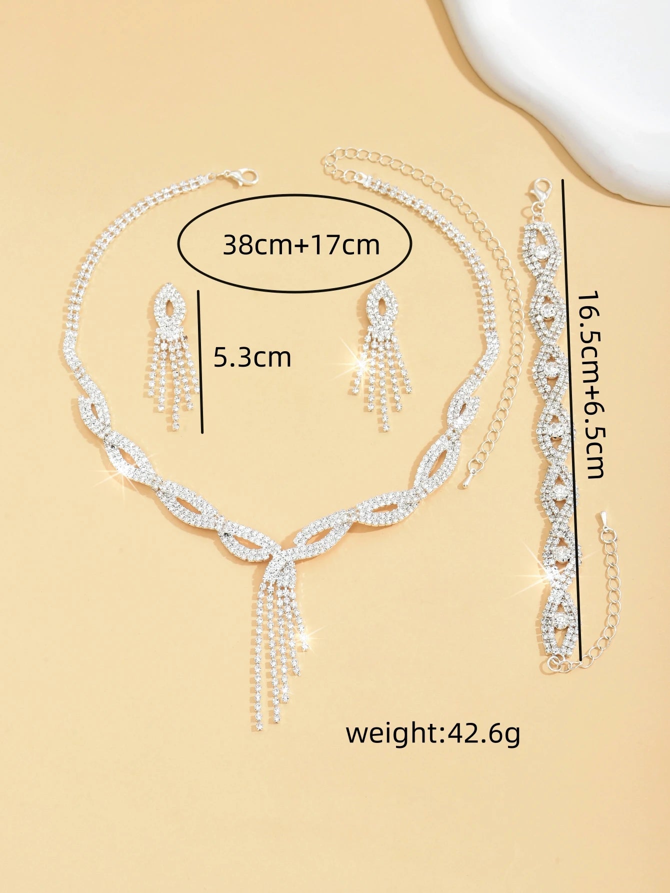 4PC Women's Fashion Copper Claw Chain Hollow Tassel Necklace Earrings Bracelet Jewelry Set Wedding Banquet Party Festival Gift Jewelry Precision