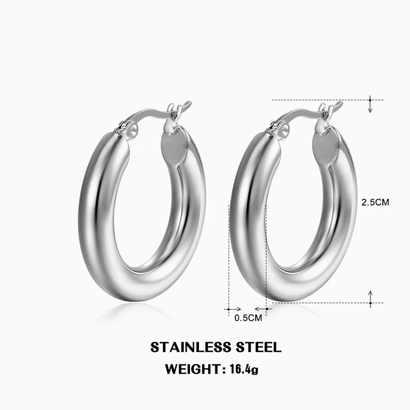 Classic Fashion Smooth Round Hoop Earrings For Women Jewelry Precision