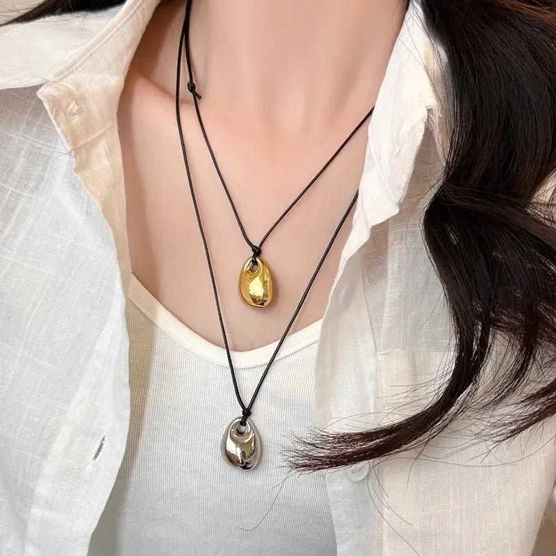 Minimalist Black Leather Rope Necklace Women's Jewelry Precision