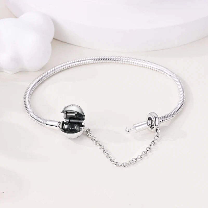 Original Women Bracelet 925 Silver17-20CM Starry Full Moon Safety Chain Snake Bone Chain Bracelet Fit DIY Exquisite Jewelry Gift Jewelry Precision