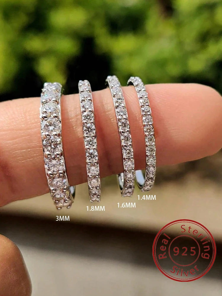 925 Sterling Silver Luxury Fashionable 1.4MM 1.6MM 1.8MM Full Zircon Ring For Women Engagement Wedding High Quality Fine Jewelry Jewelry Precision