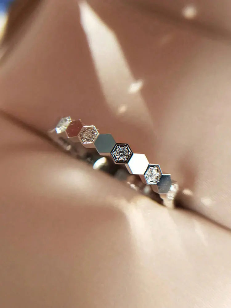 925 Sterling Silver Zircon Geometric Shape Rings For Women Jewelry Precision