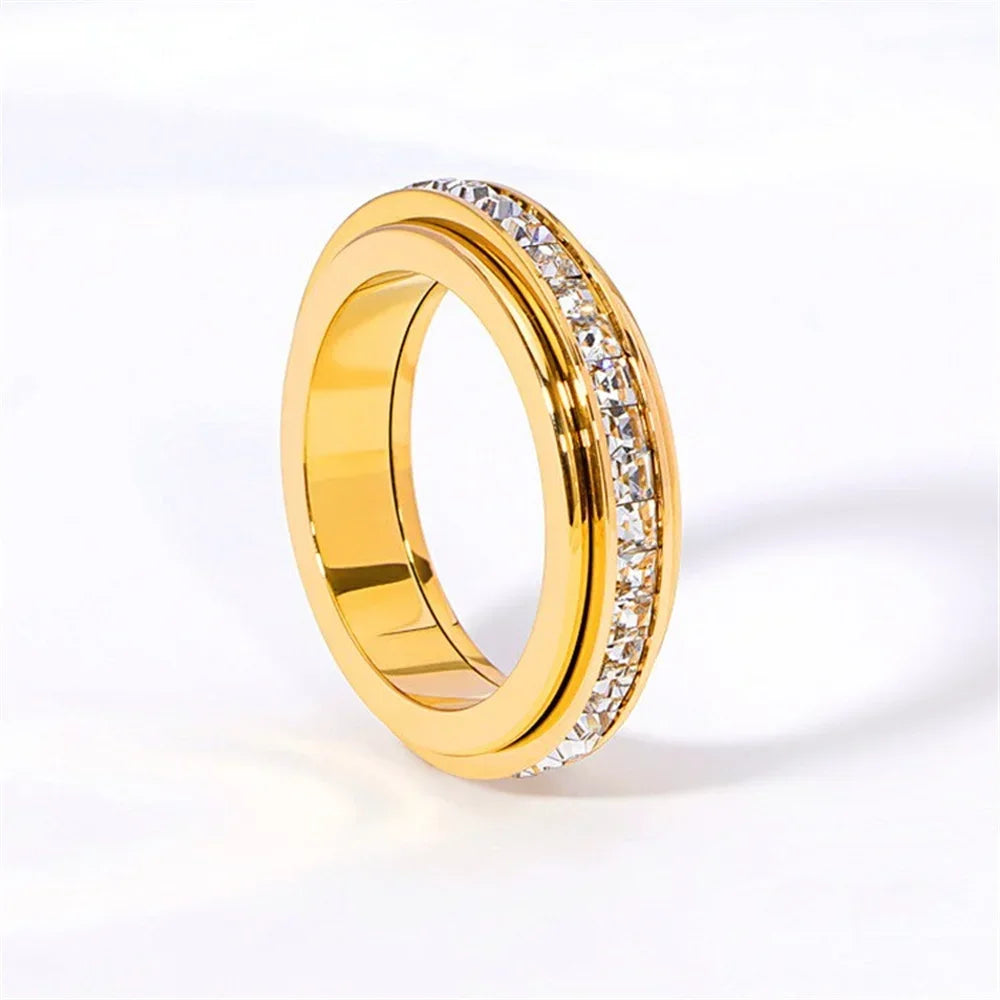 Women's Turnable Anxiety Relief Ring Healthy Slimming Stainless Jewelry Precision