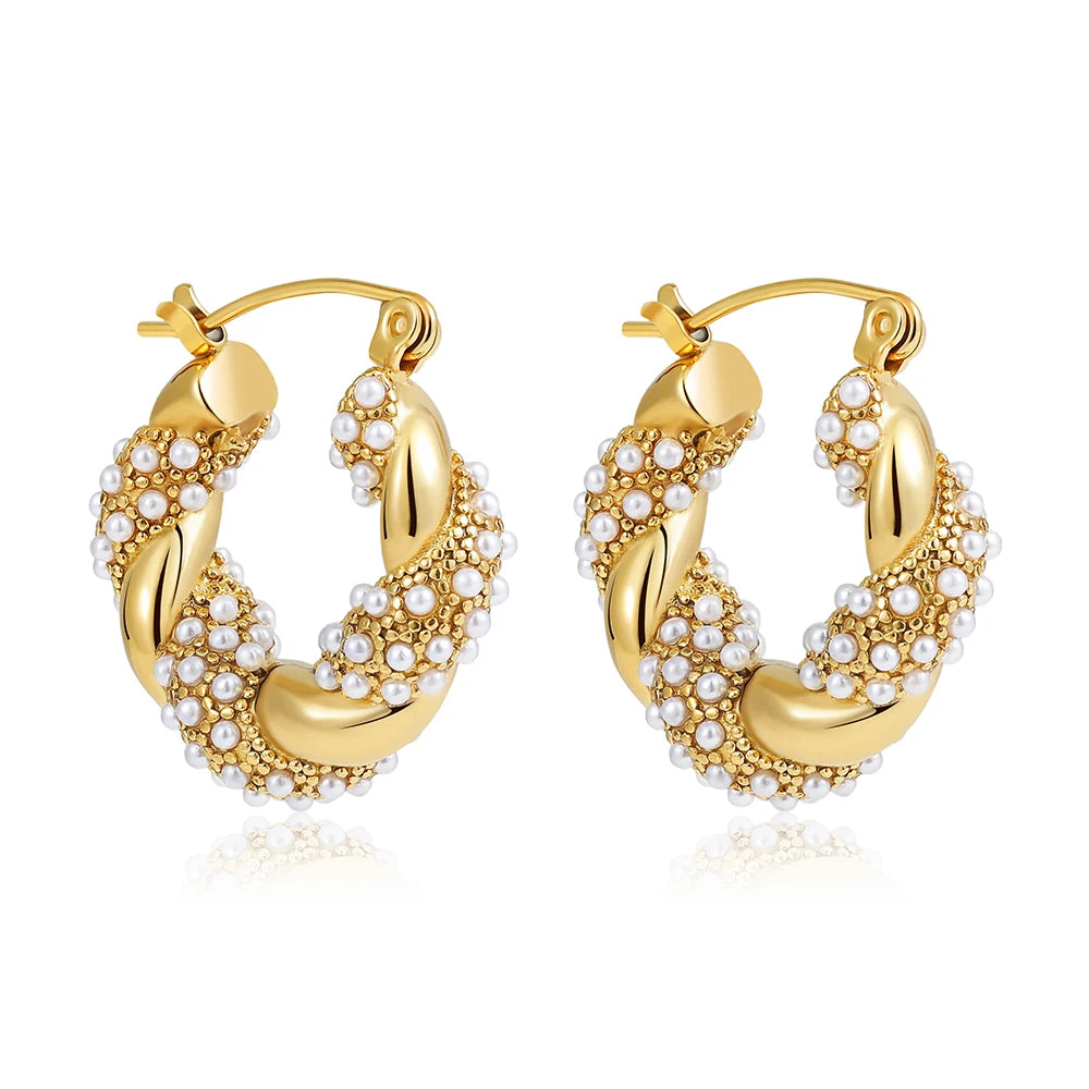 Earrings for Women Geometric  Gold Plated Stainless Steel Jewelry Jewelry Precision
