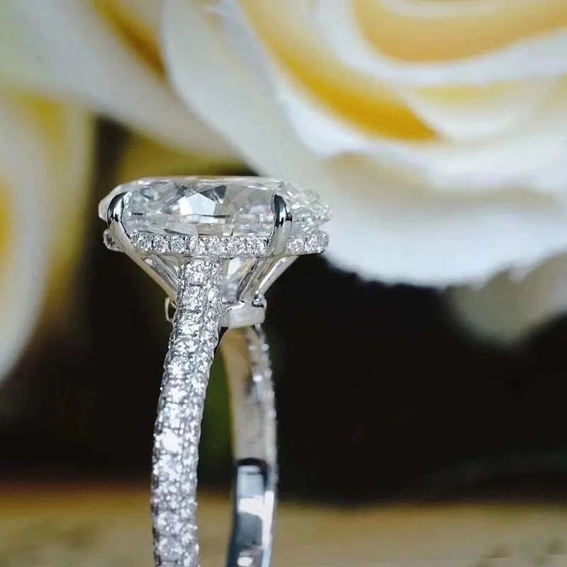 New 925 Sterling Silver Oval 4ct Lab Diamond Ring Jewelry Precision