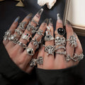 24pcs Gothic Ring Set Trendy Joker Face Devil Smile Face Patterns Zinc Jewelry Precision