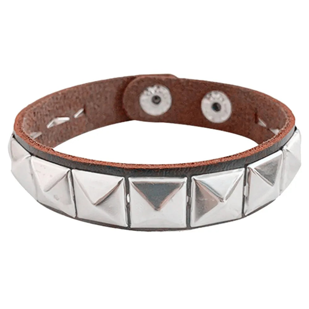 Unique Rivet PU Leather Spiked Studded Bracelet Bangle Gothic Jewelry Rivet Bracelet Punk Cuff Wrap Men Women Metal Wristband Jewelry Precision