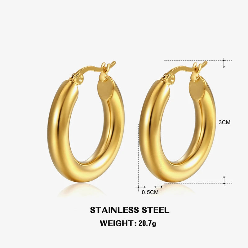Classic Fashion Smooth Round Hoop Earrings For Women Jewelry Precision