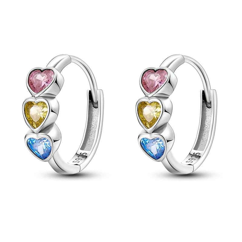 925 Sterling Silver Simple Love Heart Series Jewelry Zircon Circle Hoop Earrings Women Fine Earring S925Jewelry Gift Accessories Jewelry Precision