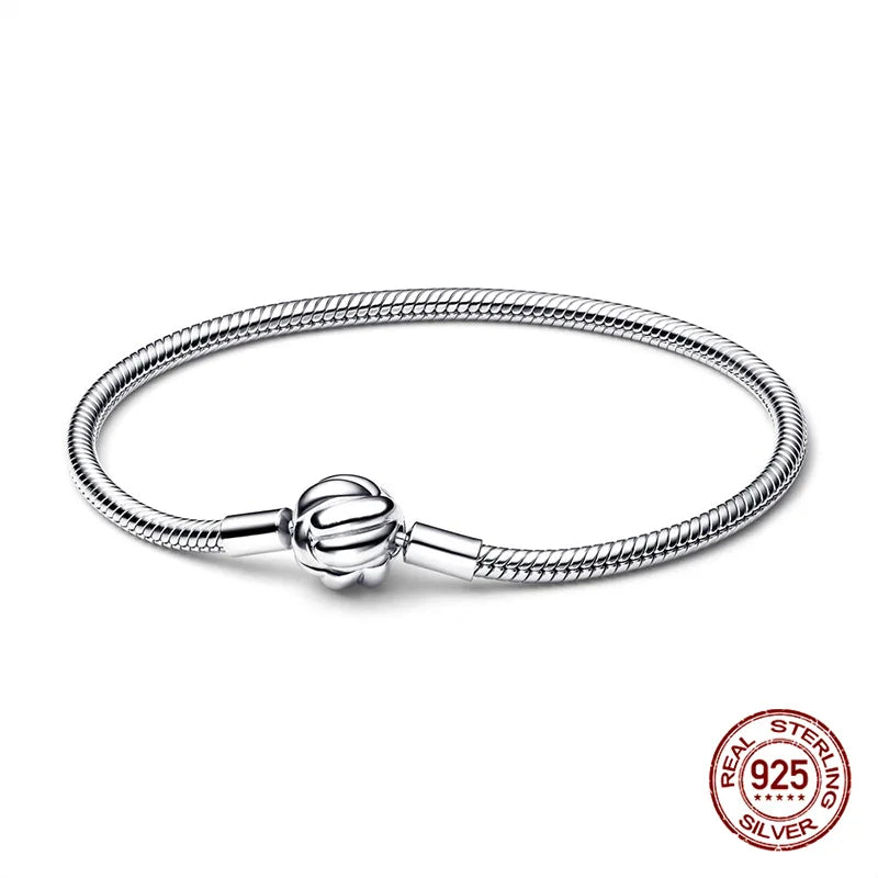 925 Silver Disney Original 17-20CM Gypsophila Snake Bones Chain Bracelet For Womens DIY Charms Birthday Jewelry Gifts Hot Sale Jewelry Precision