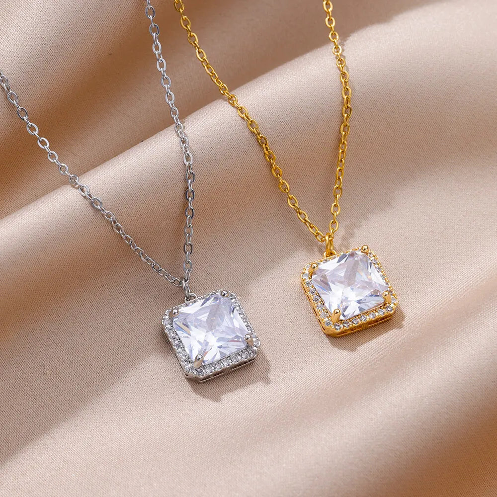 Free Shipping Luxury Zircon Geometric Necklace For Women Jewelry Precision