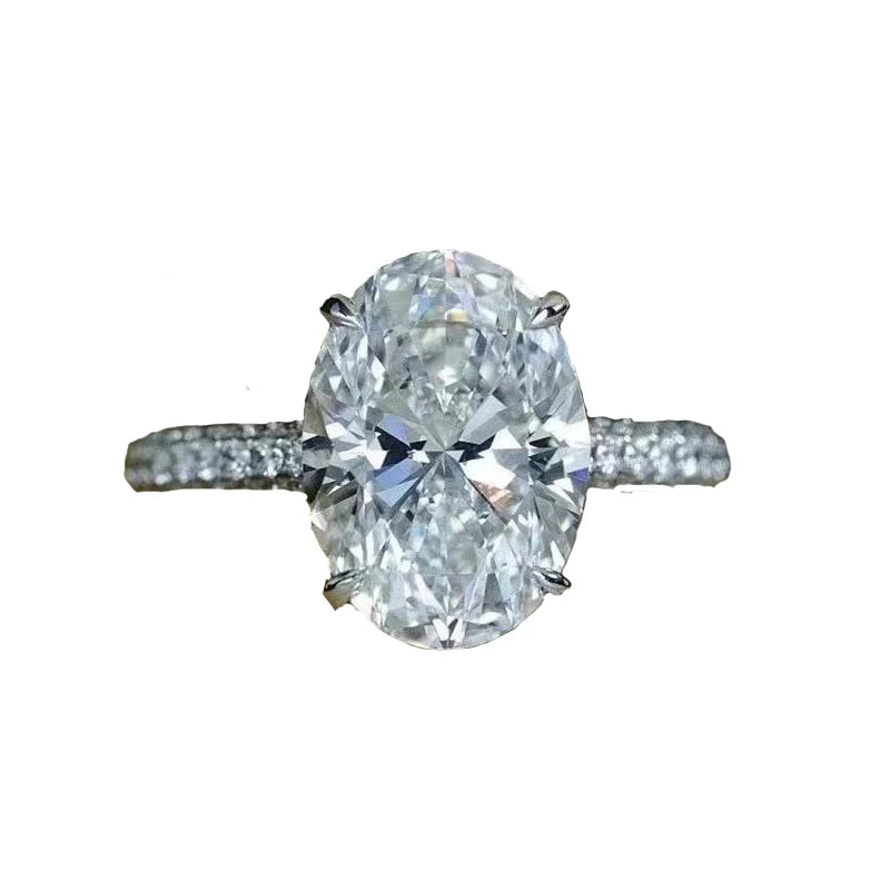 New 925 Sterling Silver Oval 4ct Lab Diamond Ring Jewelry Precision