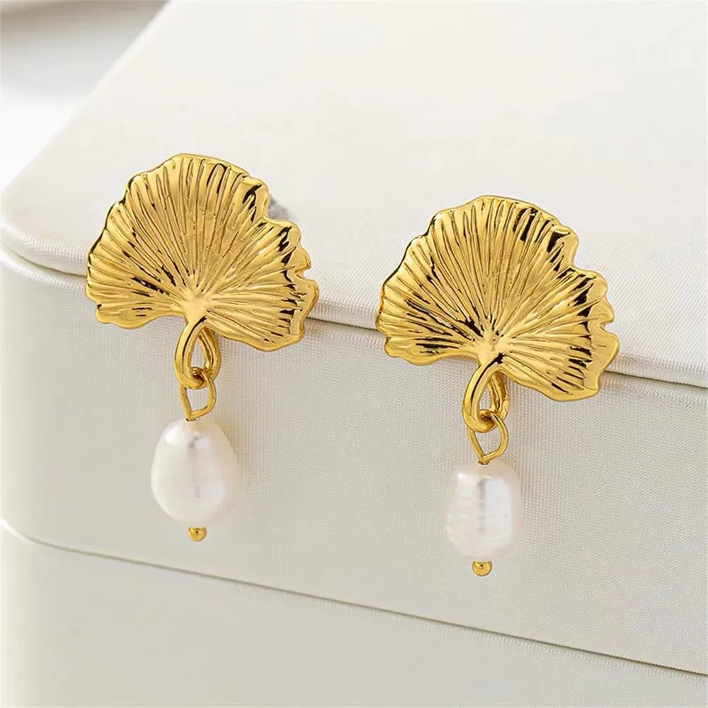Gold Plated Texture Snail Conch Shell Earrings for Women Jewelry Precision