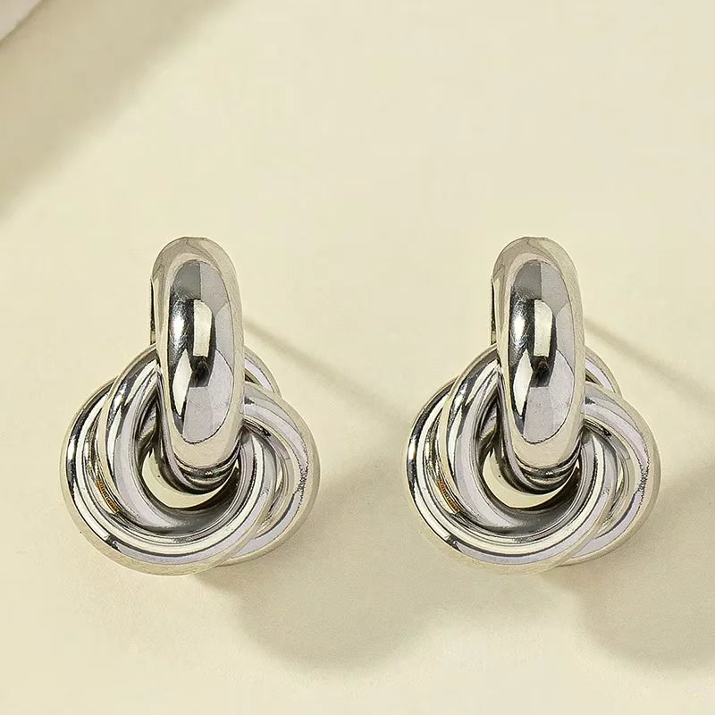 Gold SIlver Color Knot Stud Earring For Women Shiny Color Trendy Earring Stud Cute Daily Wear Jewelry - Jewelry Precision
