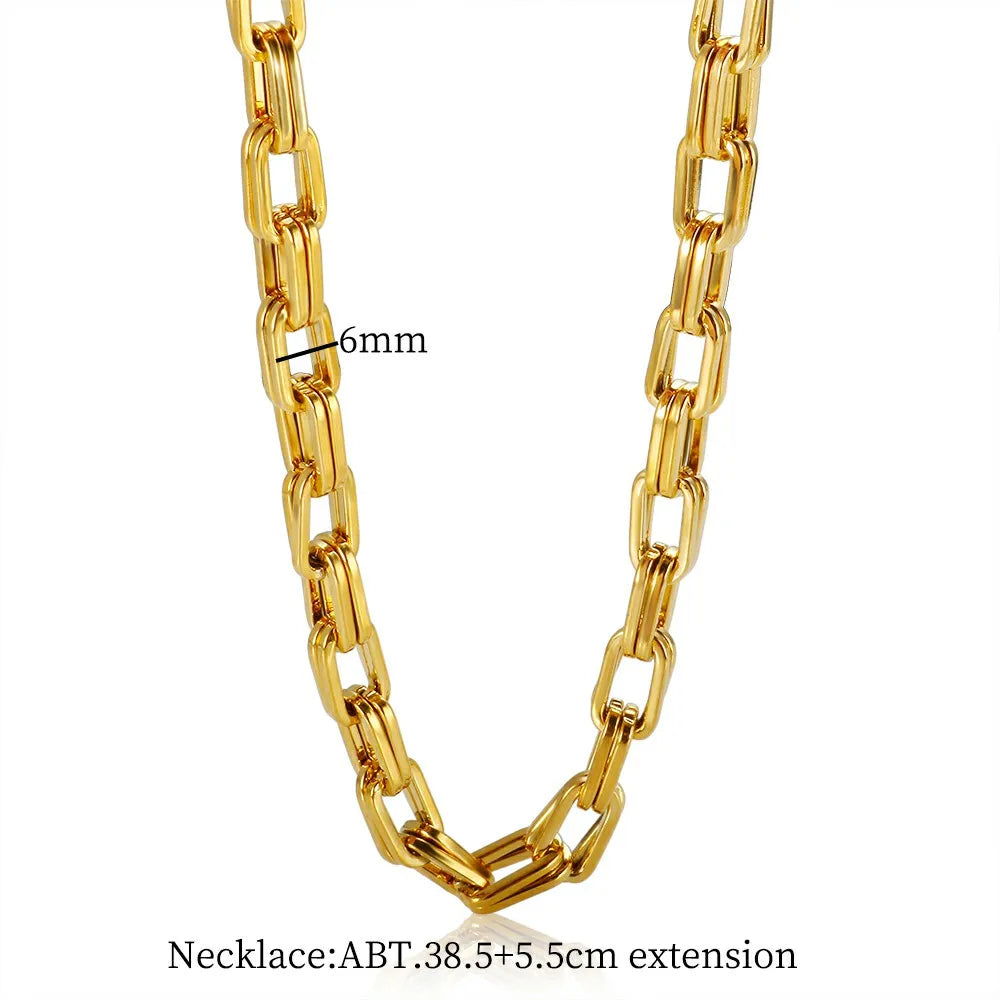 Thick Flat Cuban Link Chain Stainless Steel Necklace Bracelet Jewelry Jewelry Precision