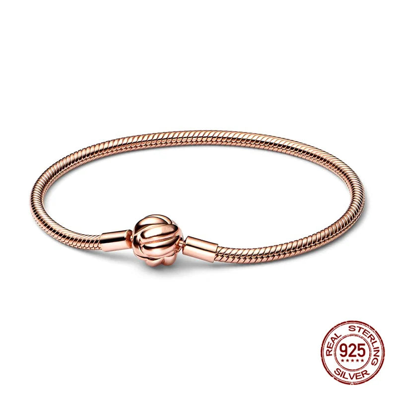 925 Silver Disney Original 17-20CM Gypsophila Snake Bones Chain Bracelet For Womens DIY Charms Birthday Jewelry Gifts Hot Sale Jewelry Precision