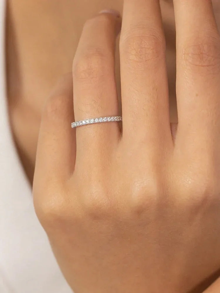 925 Sterling Silver Luxury Fashionable 1.4MM 1.6MM 1.8MM Full Zircon Ring For Women Engagement Wedding High Quality Fine Jewelry Jewelry Precision