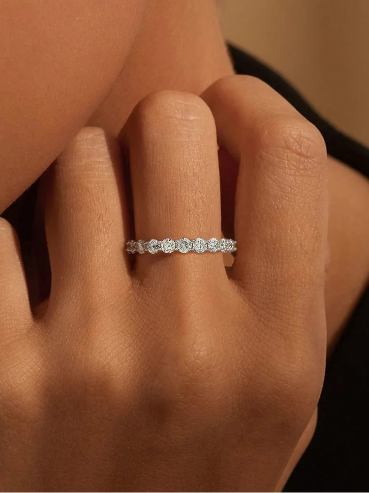 925 Sterling Silver Simplicity Classic Zircon Single Row Ring For Women Engagement Wedding Luxury High Quality Fine Jewelry Jewelry Precision