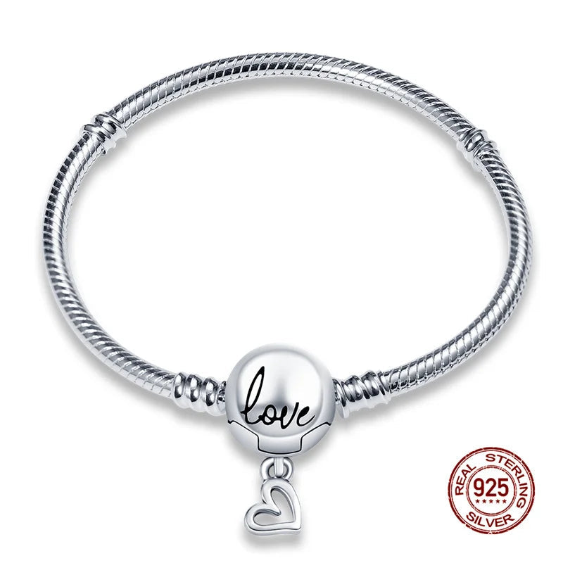 925 Silver Disney Original 17-20CM Gypsophila Snake Bones Chain Bracelet For Womens DIY Charms Birthday Jewelry Gifts Hot Sale Jewelry Precision