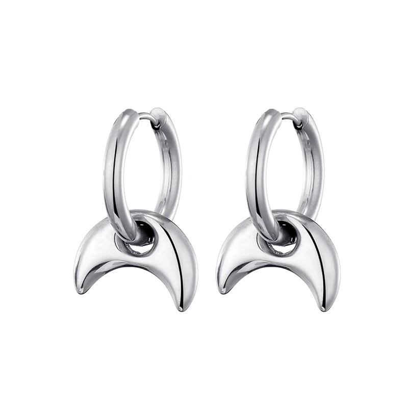 Classic Stainless Steel Heart Star Hoop Earrings For Women Punk Hip Hop Jewelry Precision