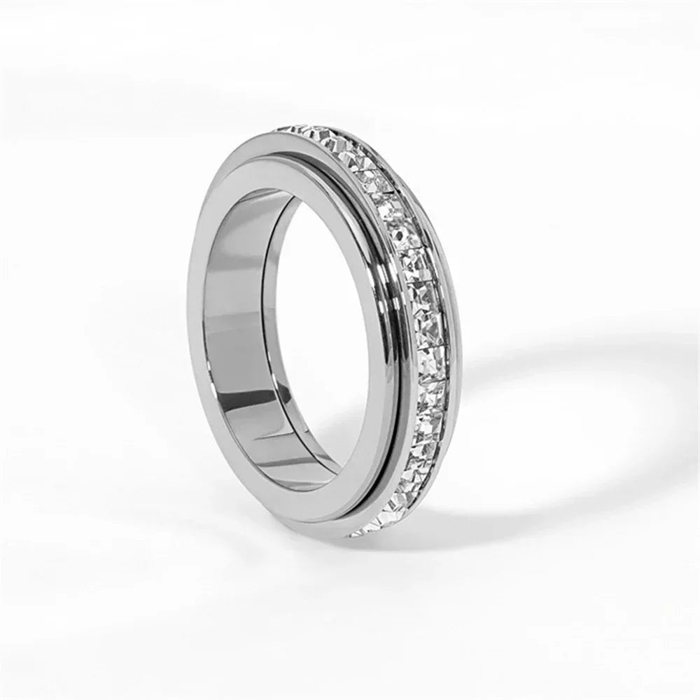 Women's Turnable Anxiety Relief Ring Healthy Slimming Stainless Jewelry Precision