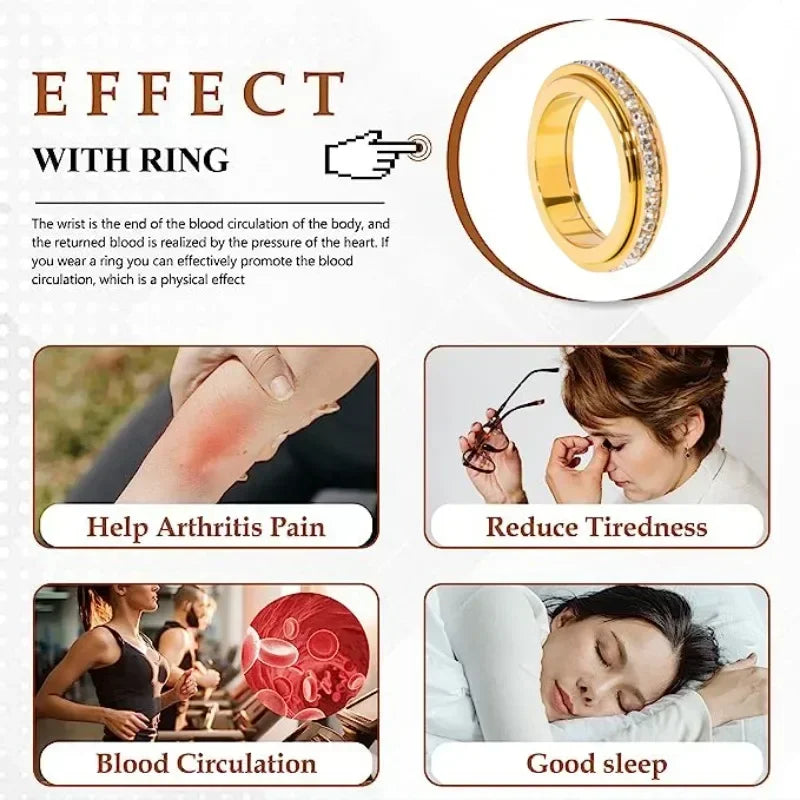 Women's Turnable Anxiety Relief Ring Healthy Slimming Stainless Steel Cubic Zirconia Ring Weight Loss Jewelry Accessories Jewelry Precision
