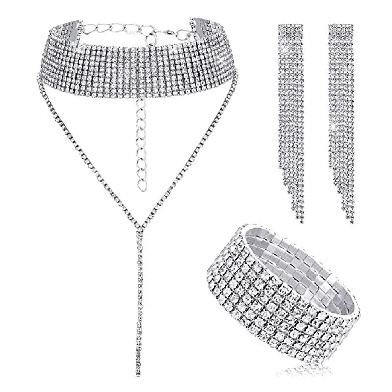 4 pieces of women's fashionable and minimalist necklaces with earrings, bracelets, jewelry sets, banquet and party accessories Jewelry Precision