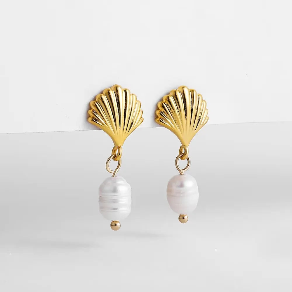 Gold Plated Texture Snail Conch Shell Earrings for Women Jewelry Precision