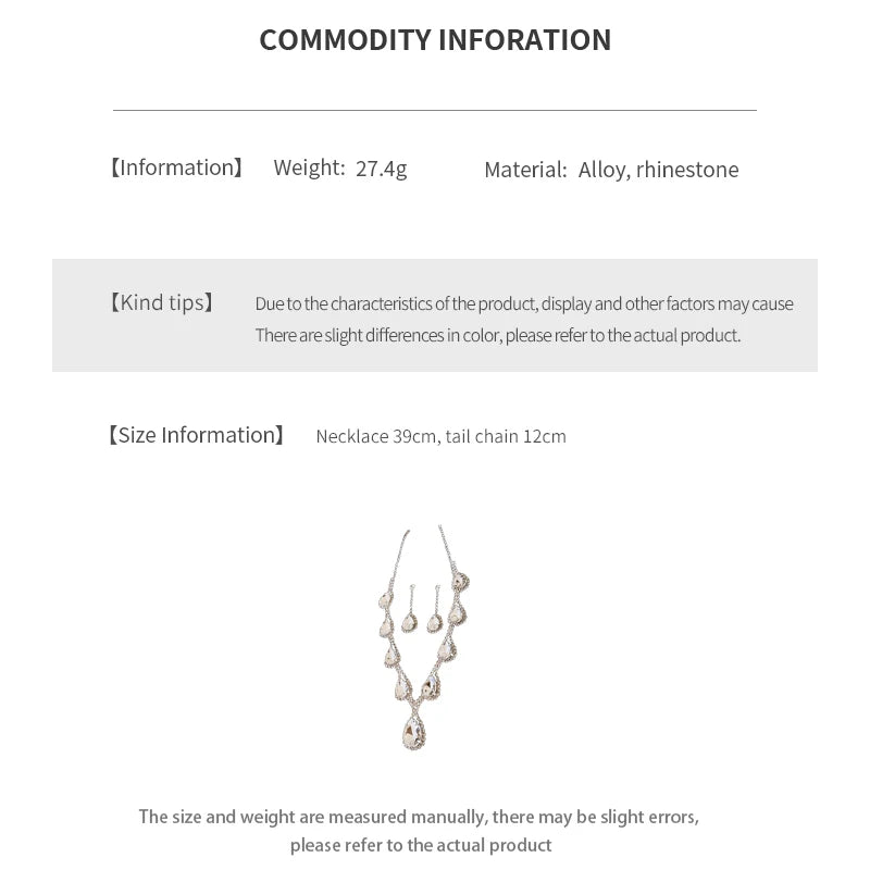 Inlaid Red Rhinestone Necklace Earring Set For Women Light Luxury Water Drop Choker Necklace Bridal Wedding Party Jewelry Sets Jewelry Precision