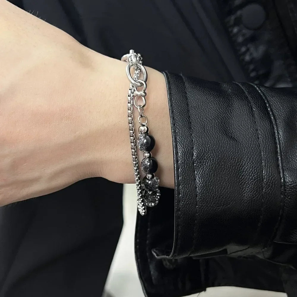 2024 Retro Black Cracking Beads Bracelet for Men Women Jewelry Precision