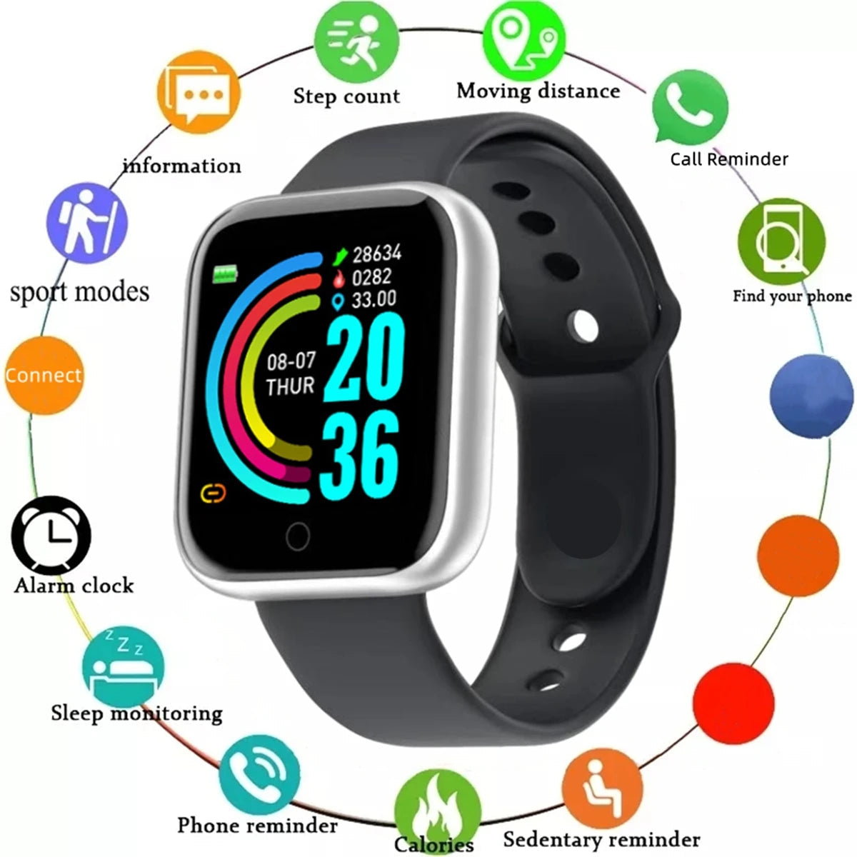 Smartwatch Men Women Wristwatches Smart Watch Message Fitness Monitor Bracelet Birthday Gift Electronic Clock For Android IOS Jewelry Precision